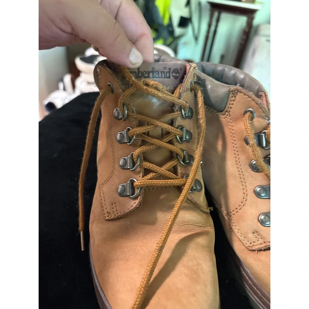 Timberland Mens Tan Nubuck Leather Ankle Hiking Boots Size 8 M 52100